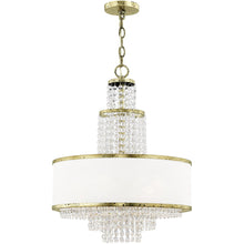 Load image into Gallery viewer, Five Light Metal Dimmable Chandelier With Shades - Bronze / Clear / Off White