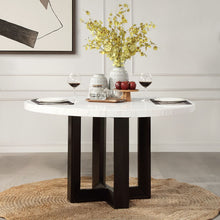 Load image into Gallery viewer, Edwyn - Round Dining Table - White Natural Marble Top & Espresso