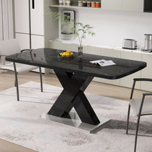 Load image into Gallery viewer, Modern Rectangle Dining Table With Stretchable TopAnd X Shape Legs