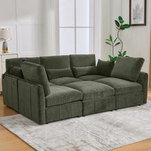 Load image into Gallery viewer, Modern Modular U-Shaped Sofa Bed With Movable Ottoman, USB Ports, Phone Holder