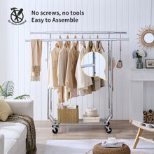 Load image into Gallery viewer, Heavy Duty Double Clothing Garment Rack With Shelves - Silver