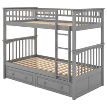 Load image into Gallery viewer, Twin Over Twin Bunk Bed With Drawers, Convertible Beds