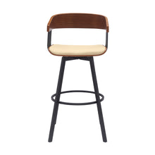 Load image into Gallery viewer, Faux Leather With Metal Swivel Bar Height Bar Chair - Cream And Black