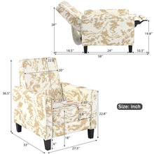 Load image into Gallery viewer, Push Back Upholstered Recliner Armchair