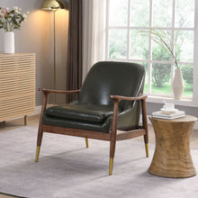 Load image into Gallery viewer, Mid - Century Accent Chair With Cushioned Seat, Brass Tipped Legs