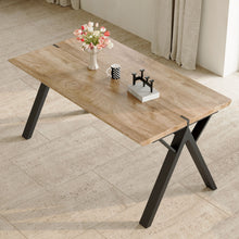 Load image into Gallery viewer, Wood Textured Dining Table With A Frame Legs.Density Board Sticker Pipe Spraying, Suitable For Various Occasions Such As Living Rooms - Black