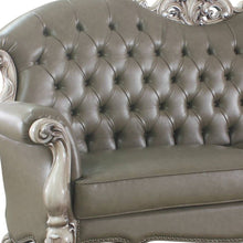 Load image into Gallery viewer, 47" Faux Leather Sofa And Toss Pillows With White Legs - Bone
