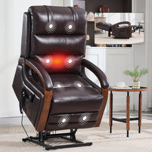 Load image into Gallery viewer, Power Lift Recliner Chair Dual Motor Infinite Position With Heat Massage And Heavy Duty Motion Mechanism - Brown