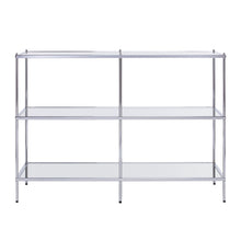 Load image into Gallery viewer, Glass Mirrored Frame Console Table With Shelves - Clear / Silver