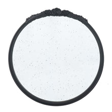 Load image into Gallery viewer, 30" Crowned Top Antiqued Glass Round Framed Accent Mirror - Black