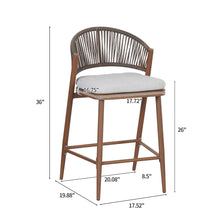 Load image into Gallery viewer, Outdoor 26" Counter Height Metal Frame Counter Stools With Scallop Shaped Backrest & Water Resistant Cushions