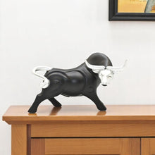 Load image into Gallery viewer, Bull Tabletop Sculpture - Black / Silver