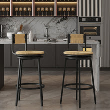 Load image into Gallery viewer, Bar Stools Swivel Counter Chairs With Metal Frame Hand Woven Paper Rope Dining Barstools For Kitchen Counter (Set of 2)