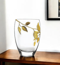 Load image into Gallery viewer, Leaves Oval Table Vase - Clear / Gold