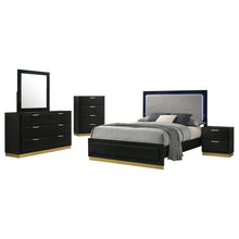 Load image into Gallery viewer, 5 Piece California King Bedroom Set With Upholstered Headboard - Black