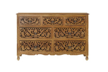Load image into Gallery viewer, Carved Floral Solid Wood Seven Drawer Dresser - Brown