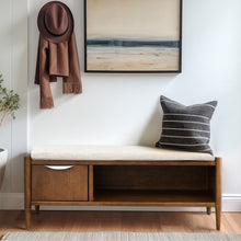 Load image into Gallery viewer, Accent Bench With Storage, Upholstered Cushion - Walnut Brown