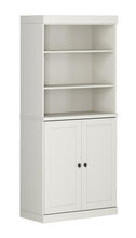 Load image into Gallery viewer, Adjustable Six Tier Library Bookcase With Two Doors (745630) - Off White