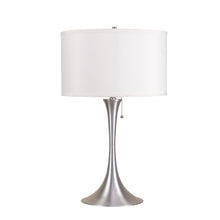 Load image into Gallery viewer, 28" Metal Bedside Table Lamp With White Shade - Silver