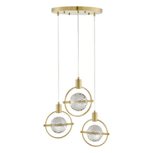 Load image into Gallery viewer, Geometric Three Light Metal Dimmable Chandelier With Clear Shades - Gold