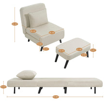 Load image into Gallery viewer, 3 In 1 Foldable Linen Chaise Lounge With Adjustable Backrest
