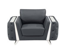 Load image into Gallery viewer, Faux Leather Tufted Arm Chair - Dark Gray And Silver