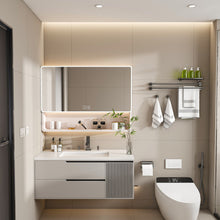 Load image into Gallery viewer, Aluminium Medicine Cabinet Mirror, With 3 Colors LED Light And Defogging Function - Khaki