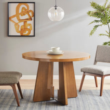 Load image into Gallery viewer, Round Dining Table With Pecan Wood Veneer - Walnut