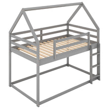Load image into Gallery viewer, Low Bunk Bed With House Shaped Frame And Ladder