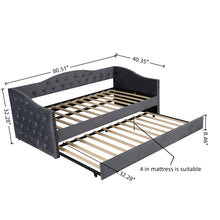 Load image into Gallery viewer, Twin Size Upholstered Daybed With Trundle And USB Charging Design For Bedroom - Gray