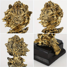 Load image into Gallery viewer, Lion Hand Painted Tabletop Sculpture - Antiqued Gold