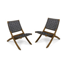 Load image into Gallery viewer, Solidago - Outdoor And Strapping Belt Folding Chairs, (Set of 2) - Black / Brown