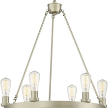 Load image into Gallery viewer, 27" Candle Style Six Light Metal Dimmable Chandelier - Silver