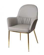 Load image into Gallery viewer, Mod Faux Leather And Gold Accent Chair - Gray