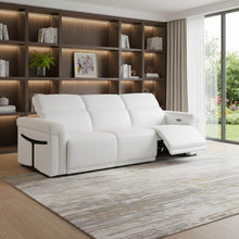 Load image into Gallery viewer, Top Grain Leather Reclining Metal USB Sofa (720361) - White
