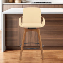 Load image into Gallery viewer, Powder Coated Footrest Swivel Counter Height Bar Chair - Cream / Black