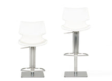 Load image into Gallery viewer, Faux Leather And Steel Swivel Low Back Bar Height Bar Chair - White And Silver