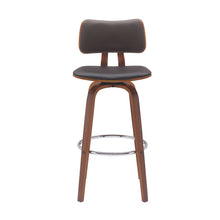 Load image into Gallery viewer, Faux Leather Swivel Low Back Bar Height Bar Chair - Brown And Wood Brown