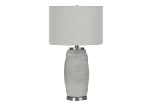 Load image into Gallery viewer, Ceramic Cylinder Table Lamp With Gray Drum Shade - Gray And Silver