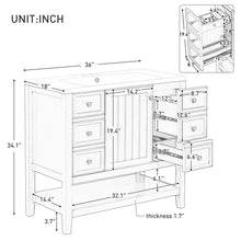 Load image into Gallery viewer, 36" Bathroom Vanity & Sink, 2 Cabinet And 3 Drawers - Black