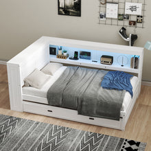 Load image into Gallery viewer, Daybed With Storage Shelves, LED, USB, And Trundle