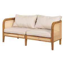 Load image into Gallery viewer, Kirkby - Bohemian Outdoor Patio Cushioned Sofa Weatherproof 56.25In - Teak / Beige