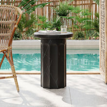 Load image into Gallery viewer, Outdoor Lightweight Concrete BMarble Effect Side Table, Living Room End Table - Black / Marble