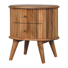 Load image into Gallery viewer, 20" Solid Wood Oval Ribbed Texturere Two Drawer Nightstand - Natural