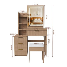 Load image into Gallery viewer, Modern Vanity Desk With 3 LED Lighting Modes, 4 Drawers