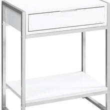 Load image into Gallery viewer, Wood And Metal End Table With Drawer And Shelf - Silver And White
