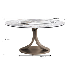 Load image into Gallery viewer, Round Dining Table With 360° Rotating Lazy Susan Scratch & Heat - Dark Purple / White