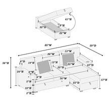 Load image into Gallery viewer, Convertible Sectional With USB / USB - C Port, Storage Chaise, Pull-Out Bed