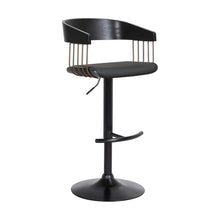 Load image into Gallery viewer, Faux Leather And Metal Swivel Adjustable Height Bar Chair (534464) - Black