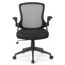 Load image into Gallery viewer, Office Chair With Mid Back Design, Adjustable Height And Foldable Armrests - Black